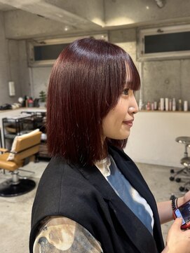 ラボヌールヘアーパルフェ 大宮西口店(La Bonheur hair parfait) カシスピンク/艶髪/暖色カラー/切りっぱなしボブ