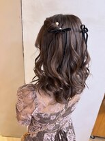 シュリット(schritt)&nbsp;ミディアムヘアのハーフツイン結婚式ヘアセット渋谷mutsuki