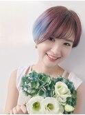 シースルーバングとプラムピンク