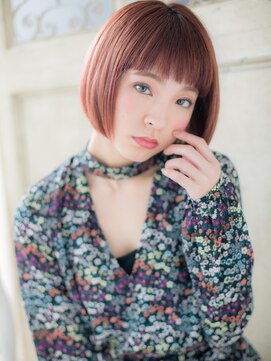 ブルー(BLUE) *CUORE水戸*…個性的ラベンダーレッド艶カラー切りっぱなしボブb