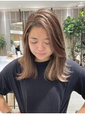 外国人風バレイヤージュ脱白髪染めブロンドベージュ