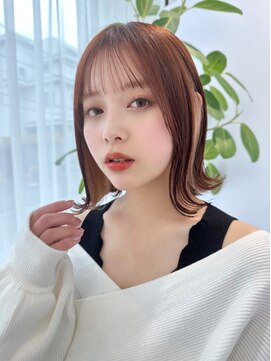 レイリー 原宿 表参道(Rayreee) 外ハネボブ/イヤリングカラー オレンジベージュ