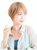 透明感ブリーチなしダブルイルミナカラー小顔ショート