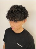 波巻きパーマ 前下がり刈り上げマッシュ メンズショート