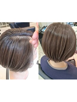 ワンランク上の脱白髪染め・白髪ぼかし。ダメージを最小限に抑えて艶のあるキレイな質感と髪色を叶えます＊