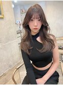 韓国風くびれレイヤーカット×グレージュ×透明感ブラウン川又
