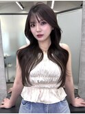 韓国ヘア/レイヤーカット/オリーブグレージュ/透明感/艶髪