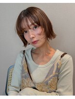 ニモ(NIMO.)&nbsp;ボブ/顔まわりレイヤー/ぱつっとボブ/オレンジブラウン/