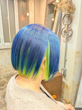 キミ(kimi) 【kimi自由が丘】ケアブリーチカラー×ブルー×キミドリ×ピンク