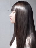 ダークグレージュ韓国風美髪ストレート矯正ワイドバング
