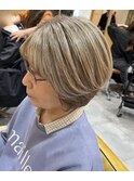 大人上品ボブ / 白髪ぼかしカラー/30代/40代/50代