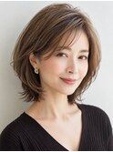 大人ショート　白髪ぼかし　脱白髪染めハイライト40代50代60代