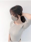 韓国風ヘア＃黒髪ショートパーマエアリーミディホワイトアッシュ