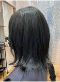 暗色系エメラルド,韓国カラーフラッフィーボブ,顔周りレイヤー