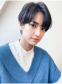 毛流れハンサムショートセンターパートメンズ黒髪爽やか