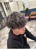 波巻きパーマ×ホワイトメッシュ
