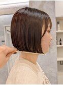 ボブ　ミルクティーベージュ　艶髪　髪質改善カラー　ショート