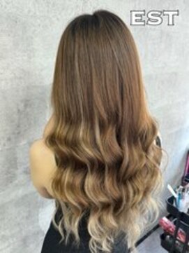 エスト 大阪梅田(EST) レミー100%高級人毛/53cm☆シールエクステ60枚+ブリーチカラー