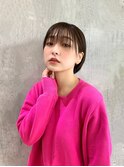 うざバングショート_ボブルフピンクベージュクールショート
