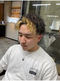 七三アップバンクツイストスパイラルパーマツーブロック