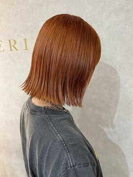 フェリア 緑地公園(FERIA) オレンジ×ぱつっとボブ