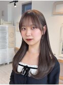 髪質改善カラー透明感グレーブラウンシースルー前髪カット韓国
