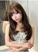 韓国ヘア レイヤーカット ブリーチなし ベージュ 顔まわりカット