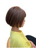 透明感夏秋カラーカットショートボブ軽やかオレンジベージュ