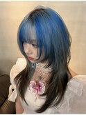 原宿/ウルフカット レイヤー デザインカラー ルーツカラー