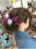 ポニーミディアムリボンアレンジ【ヘアセット　立川/立川南】