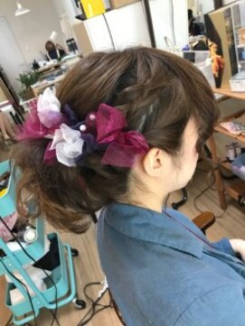 ロカット サロン(Roquat Salon) ポニーミディアムリボンアレンジ【ヘアセット　立川/立川南】