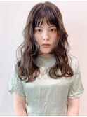 ゆるウェーブ_アースカラーくびれヘアツートンカラー_28912