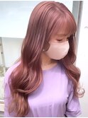 ベージュピンク/ミルクティーピンク/艶カラー/触覚髪