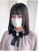 ナチュラルミディ_斜めバンググレージュカラー_ba461011