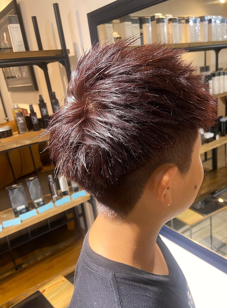 ツーブロック 赤髪ベリーショート：L185804336｜ルフ ヘアー