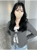 ブルーブラック_シースルーバング_韓国風 