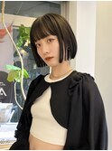 ワイドバング スクエアボブ ダークトーンアッシュカラー