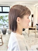 ぱつっとボブ/切りっぱなしボブ/グレージュ/髪質改善