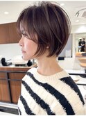 ハイライト白髪ぼかしダブルカラーインナーカラーショートボブ
