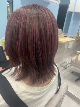 アンフィ 神奈川新町(Anphi) 髪質改善カラー☆ベリーピンク&ハイライト&くびれレイヤー