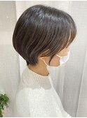 ハンサムショート/ヴェールカラー/暗髪/小顔補正立体カット