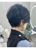 小顔ショート前髪イメチェンネビージュ黒髪白髪ぼかし　S5