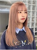 ピンクベージュカラーダブルカラーケアブリーチ佐賀カラー韓国風