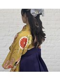 袴/着付け/卒業式/大学生/ヘアセット/ハーフアップ/編みおろし