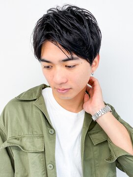 モッズヘアメン 札幌月寒店(mod's hair men) 斜めバング刈り上げない黒髪メンズカット20代30代p1札幌月寒