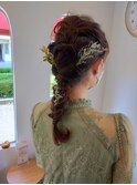 編みおろしアレンジ*結婚式ヘアセット