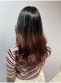韓国風ヘアグラデーションカラー裾カラー暗髪透明感カラー