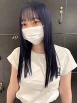 アース コアフュールボーテ みどり店(EARTH coiffure beaute) ネイビーブルーダブルカラーケアブリーチ切りっぱなし