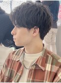 美シルエット　横顔　マッシュパーマ　コンマバング　骨格カバー