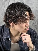 ハイライト/マッシュパーマ/ウルフ/アッシュブラック/波巻き
